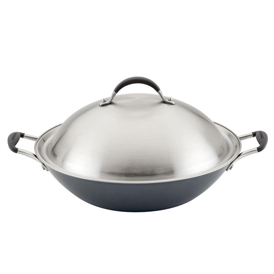 ScratchDefense Extreme Non-Stick Wok & Stainless Steel Lid - 36cm