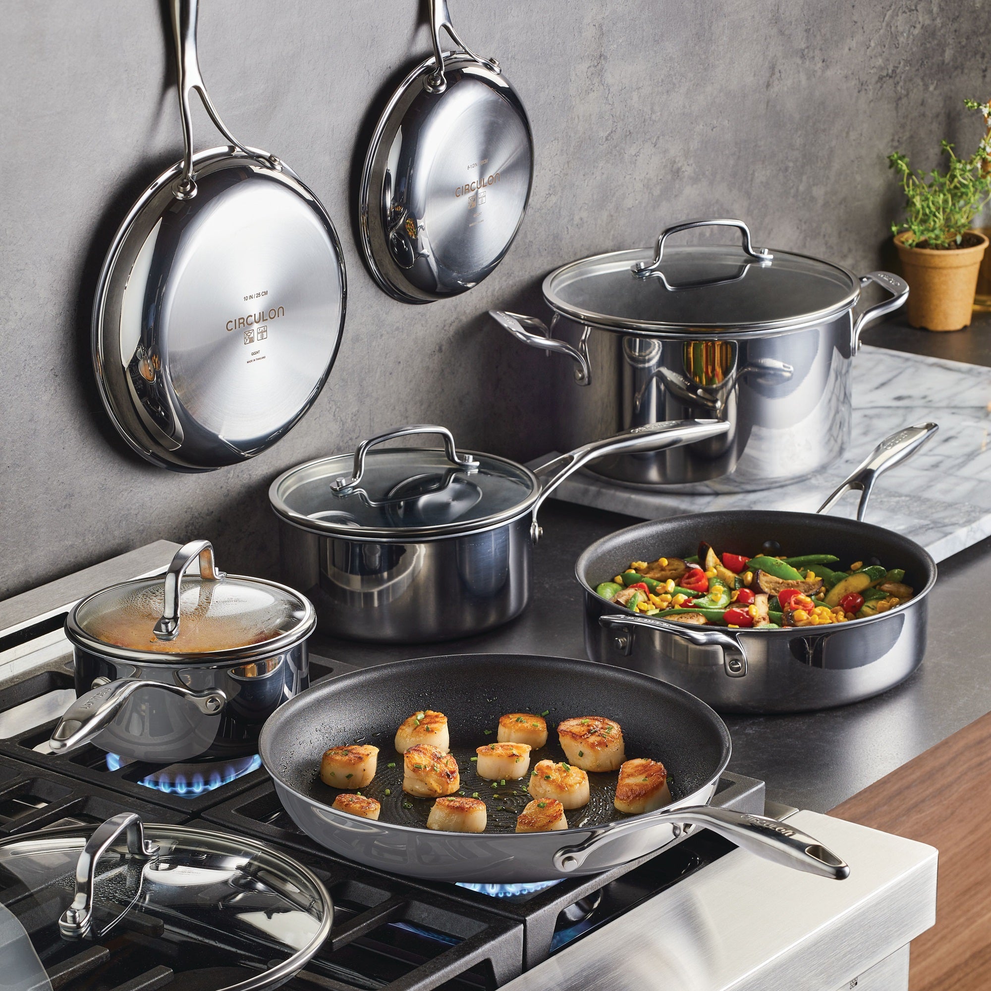 ScratchDefense Multi-Layer Stainless Steel Extreme Non-Stick Frying Pan, Saucepan & Stockpot Pan Set - 5 Pieces