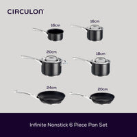 Infinite Non-Stick Induction Skillet, Milk Pan, Saucepan & Lid Set -  6 Pieces