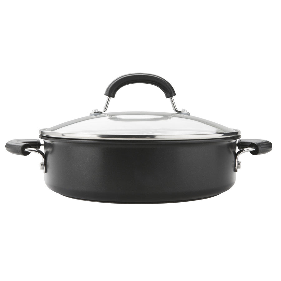 28cm non-stick sauteuse from Circulon's Total Hard Anodized range. Comes with toughened glass lid
