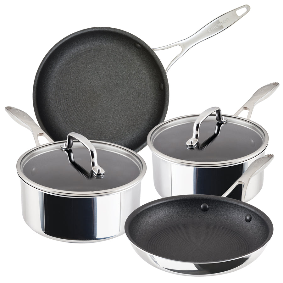 ScratchDefense Multi-Layer Stainless Steel Extreme Non-Stick Frying Pan & Saucepan Set - 4 Pieces