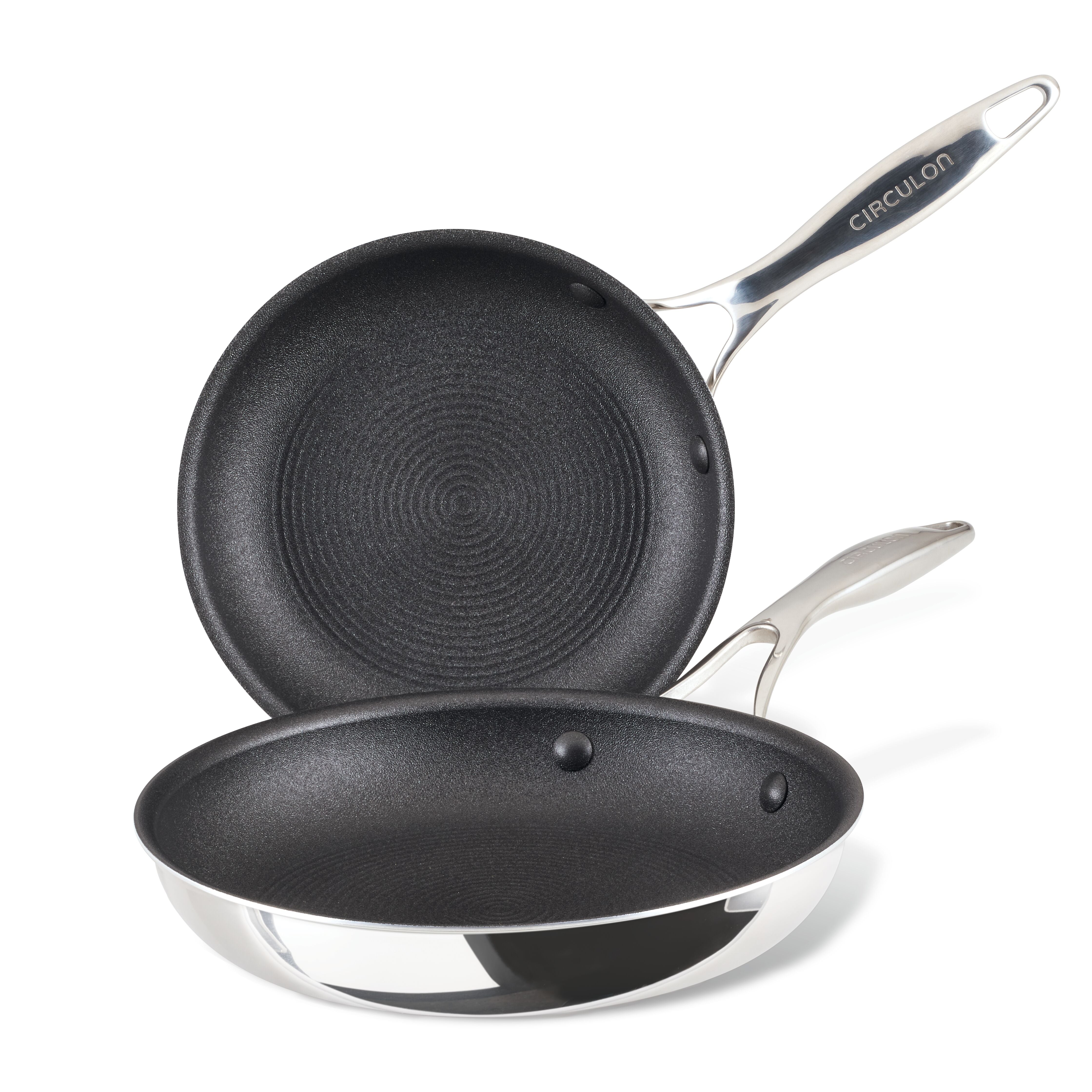 ScratchDefense Multi-Layer Stainless Steel Extreme Non-Stick Induction Frying Twin Set - Small & Medium