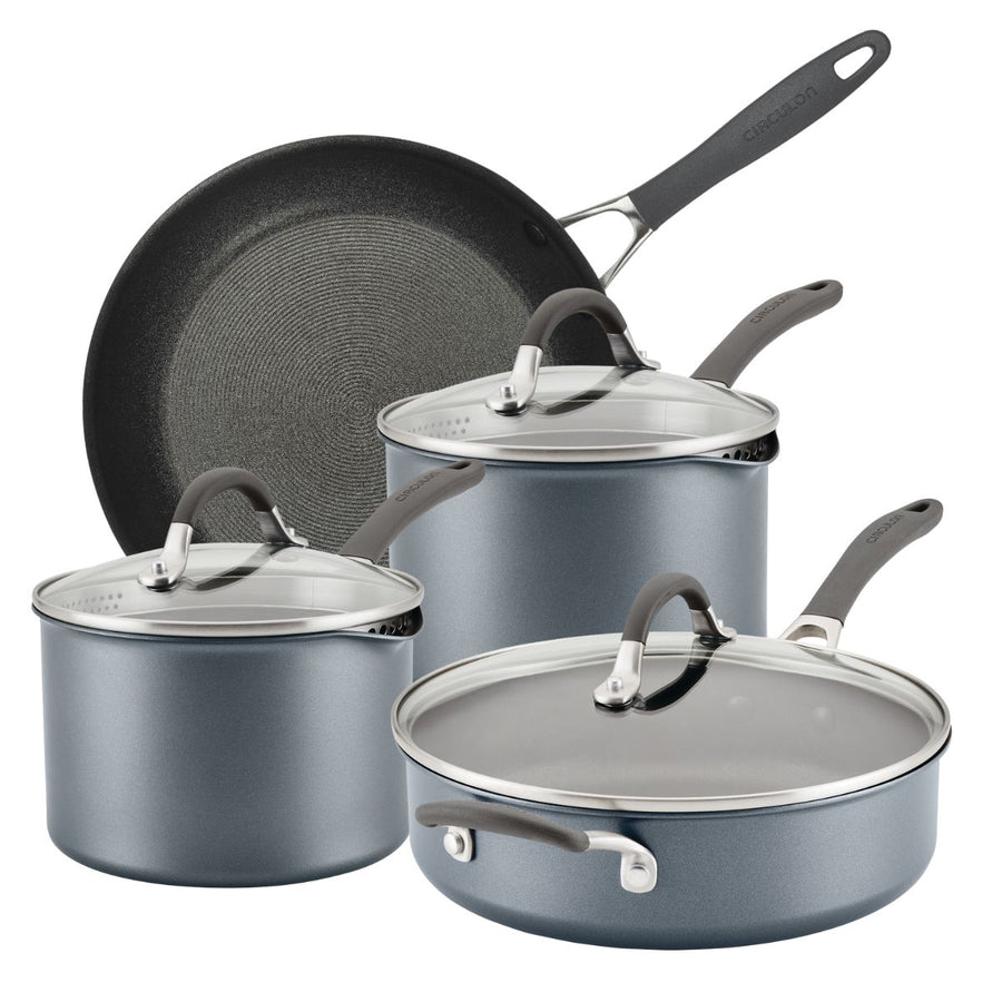 ScratchDefense Extreme Non-Stick Sauté Pan, Frying Pan & Straining Saucepans & Lids - 4 Pieces